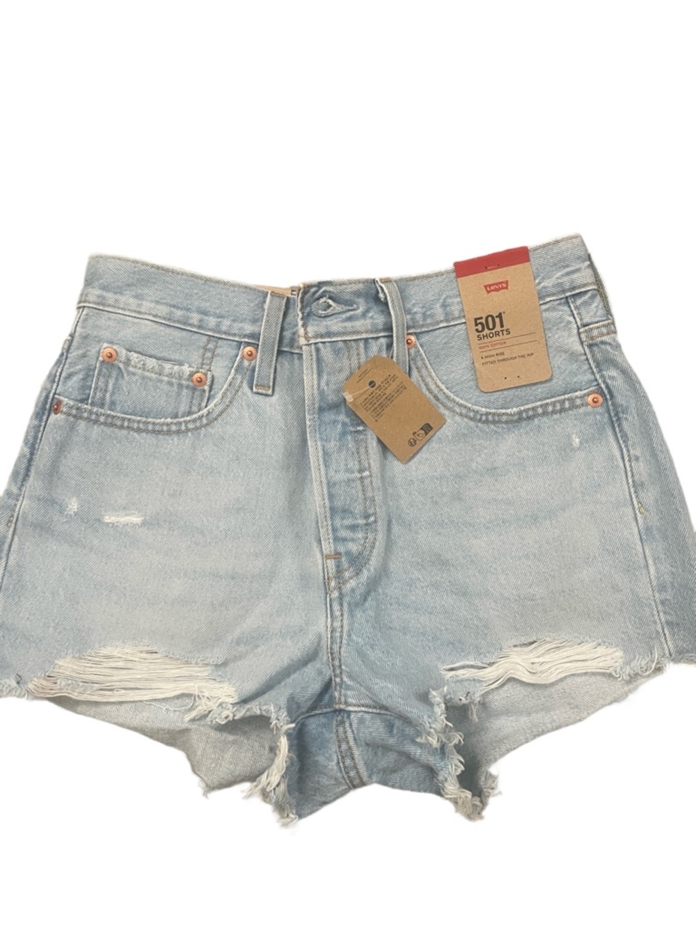 Levi's Light Blue Button Fly Distressed Denim Cutoff Shorts
